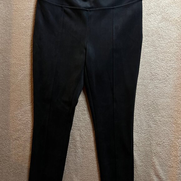 ANDREW MARC Women Medium Black‎ Faux Suede Slacks Pull On Stretch Dress Pants(R) - Picture 1 of 9